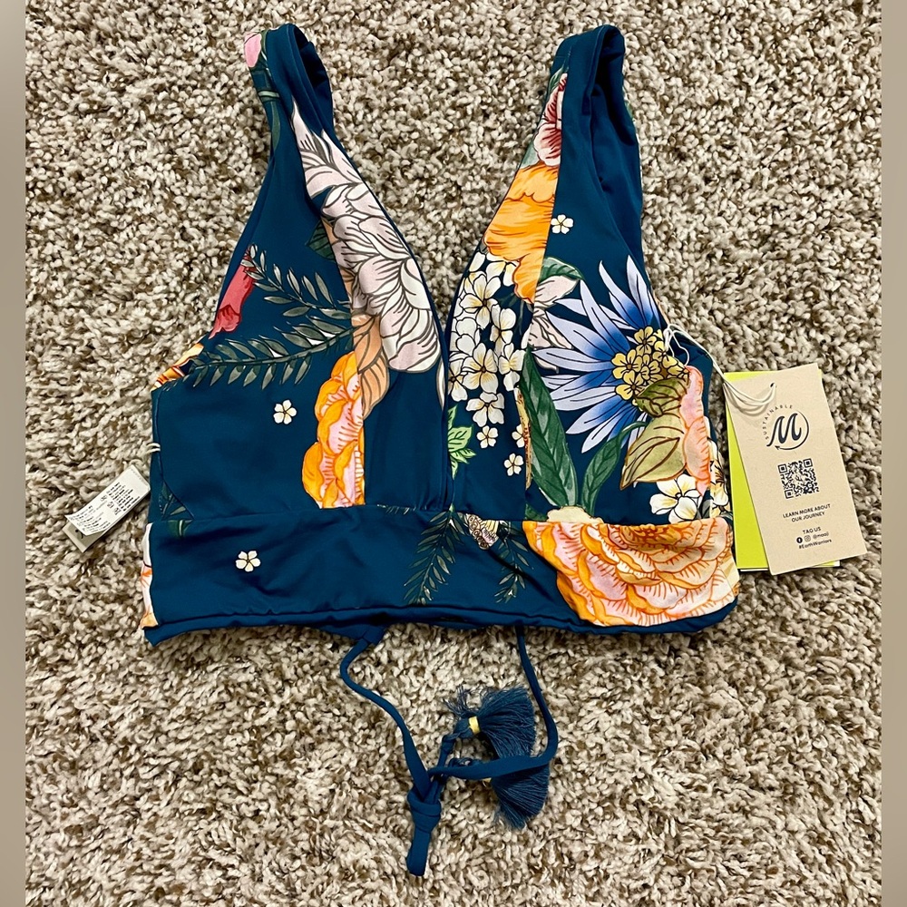 Maaji Bluejay Paradise Long Line Triangle Top - Sz Small - Picture 4 of 6